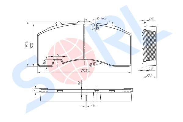 Колодки тормозные дисковые BPW, SB4309T (SK7) (29171) SORL