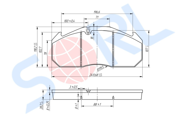 Колодки тормозные дисковые MAN, MERCEDES-BENZ, RENAULT (29083) SORL