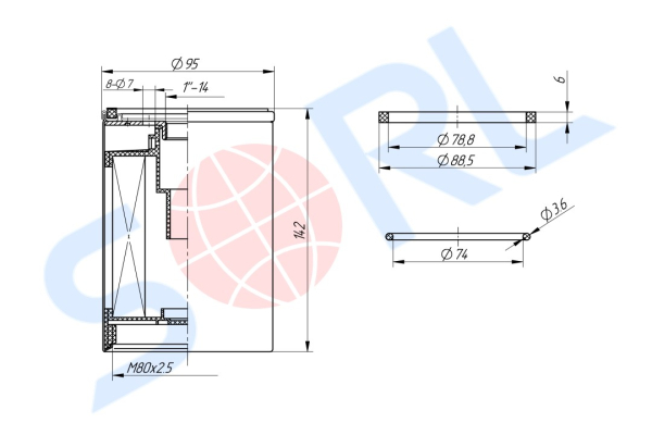 Фильтр топливный 1-14UNF RENAULT, VOLVO (H700WK) SORL