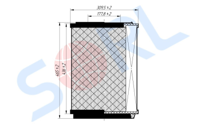 Фильтр воздушный D-310 d-177 H-464 SCANIA (E424L) SORL
