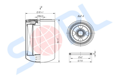 Фильтр топливный M18x1.5 МАЗ Евро-3/4, RENAULT (H18WDK02) SORL