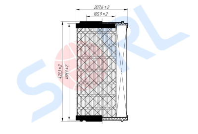 Фильтр воздушный CASE IH,JOHN DEERE,NEW HOLLAND,KOMATSU,LIEBHERR (E707L) SORL