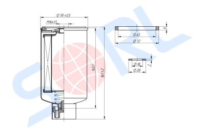 Фильтр топливный M16x1.5 CASE IH, KAMATSU, CUMMINS, NEW HOLLAND, AGCO, FORD (H179WK) SORL