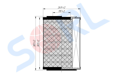 Фильтр воздушный D-249 d-119 H-382 MAN (E307L) SORL