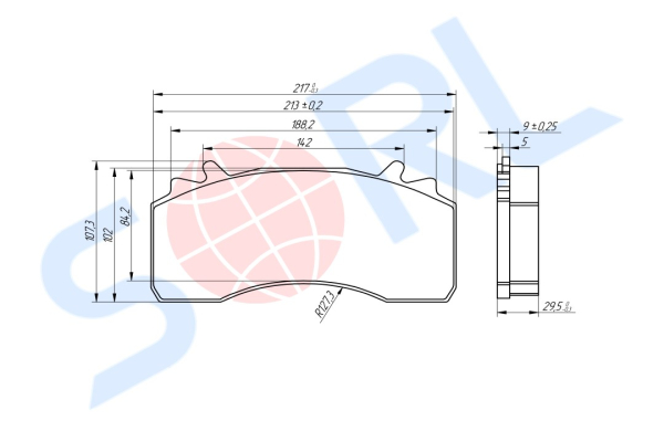 Колодки тормозные дисковые MAN, DAF (29279) SORL