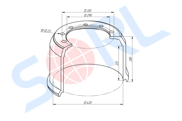Барабан тормозной 420х200 H=284 d=290/335 n10x23 BPW HS/HZ ECO MAXX (0310977180) SORL