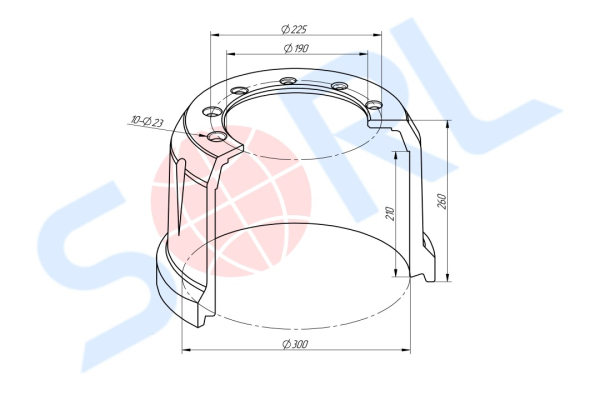 Барабан тормозной 300x200/209 H=260 d=190/225 n10x23 BPW (0310946060) SORL