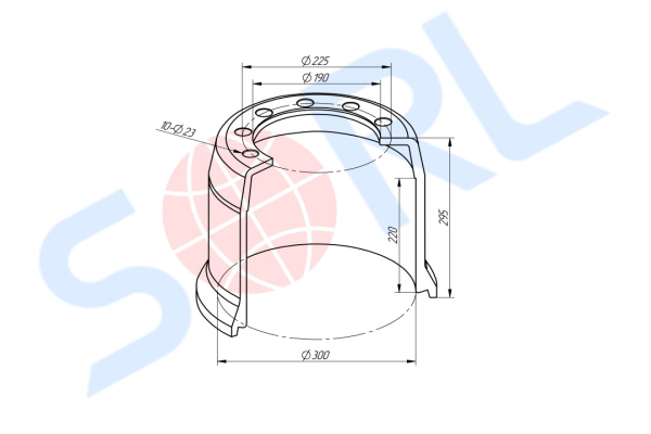 Барабан тормозной 300x200/215 H=295 d=190/225 n10x23 BPW (0310946400) SORL