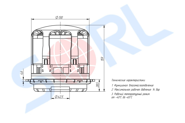 Картридж-фильтр Осушителя VOLVO, RENAULT D42,5 (14 bar) с маслоотделением (K096837K50) SORL