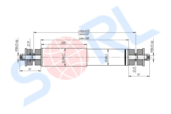 Амортизатор подвески для АМАЗ 180/450, I/I 19x91/25x91 (101-2905006-01) SORL