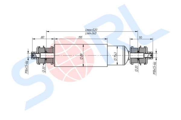 Амортизатор подвески для АМАЗ 180/340, I/I 20x80/20x80 (103Т-2905006) SORL