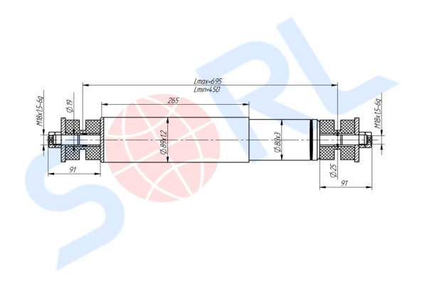 Амортизатор подвески для НЕФАЗ, ЛИАЗ, МАЗ 245/450, I/I 19x91/25x91 (50.4.2905005) SORL