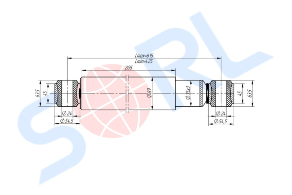 Амортизатор подвески для МАЗ 190/425, O/O 24x64/24x64 (54327-2915006-60) SORL