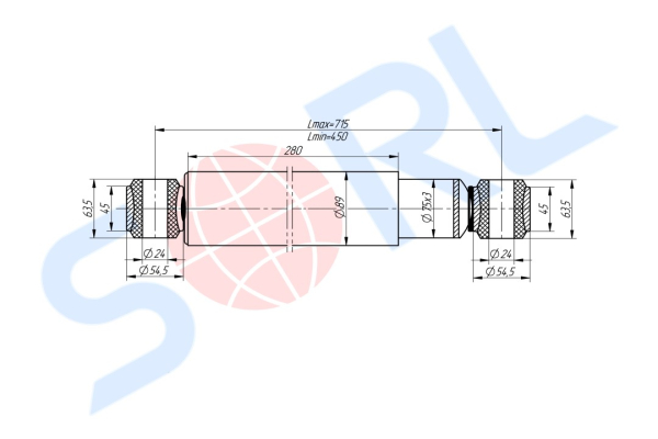 Амортизатор подвески для МАЗ 265/450, O/O 24x64/24x64 (54327-2915006-30) SORL