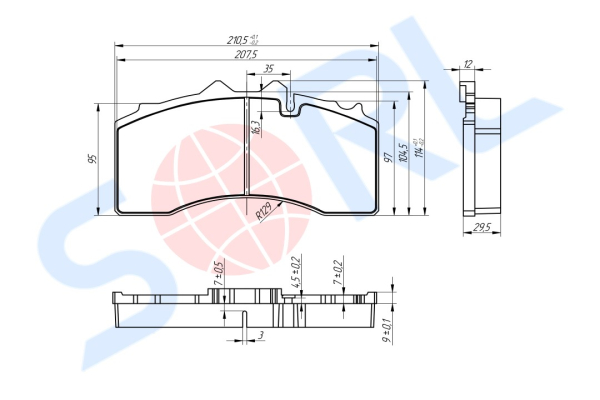 Колодки тормозные дисковые BPW TSB4309 (29228) SORL