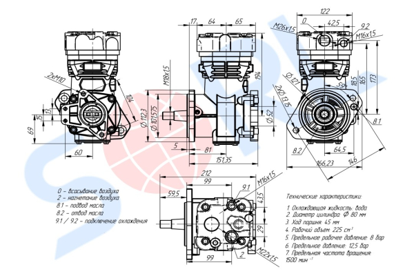 Компрессор 1-цил. КАМАЗ 4308,ПАЗ,КАВЗ дв.CUMMINS ISBe (LK3875) SORL