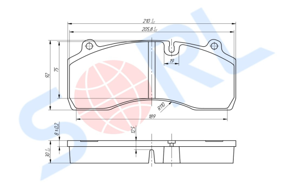 Колодки тормозные дисковые КАМАЗ 4308 (Haldex 95566), RENAULT, VOLVO (29181) SORL