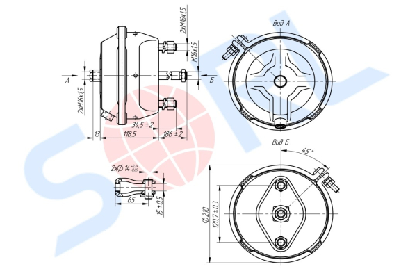 Камера тормозная тип 30 барабанного тормоза BPW, DAF, RENAULT, SCANIA, Schmitz (4231079000) SORL